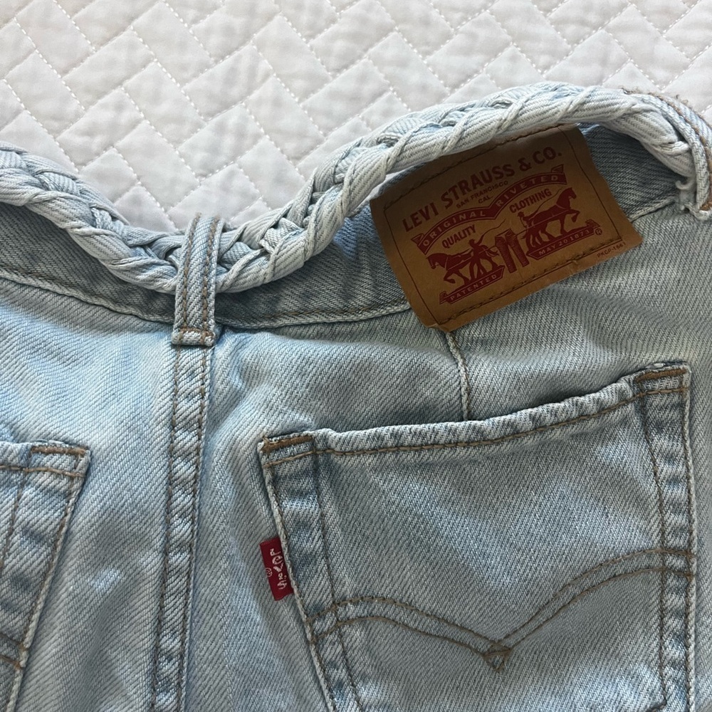 Girls Levi's Light Blue Jean Skirty Shorts with Belt - Picture 5 of 5
